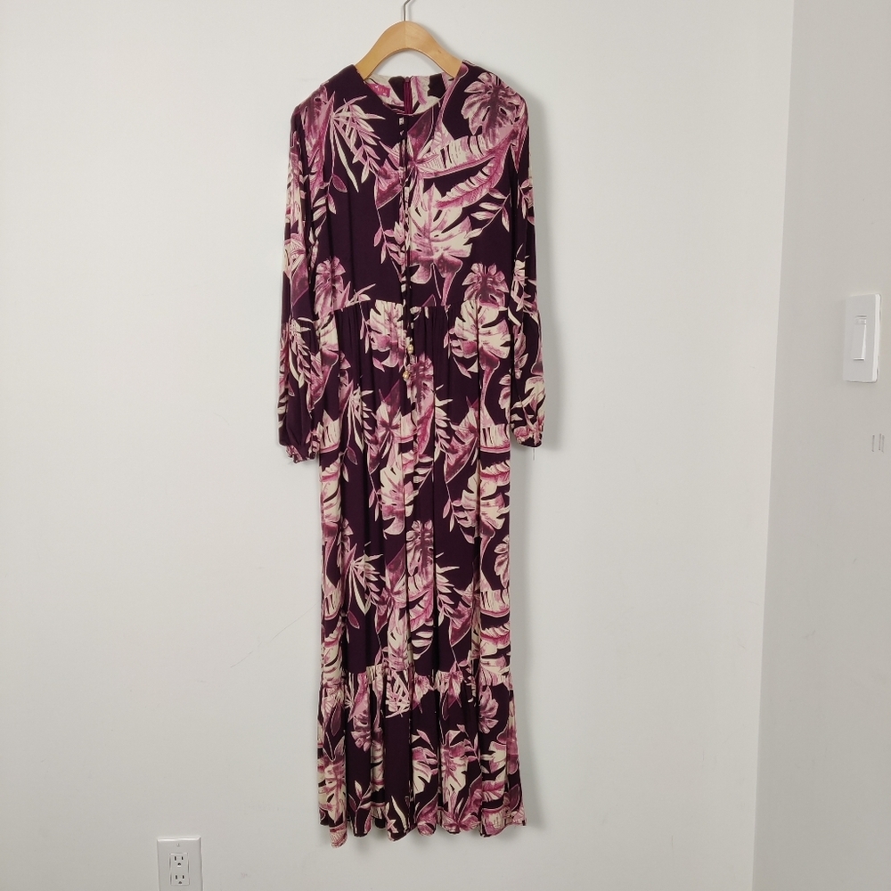 Modap Nhan Women's Maxi Dress in Purple Pink Floral Size EU 42 Modest